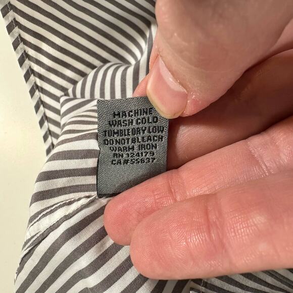 Johnston & Murphy Men's Large White & Gray Striped Tailored Fit Dress Shirt - Picture 5 of 10